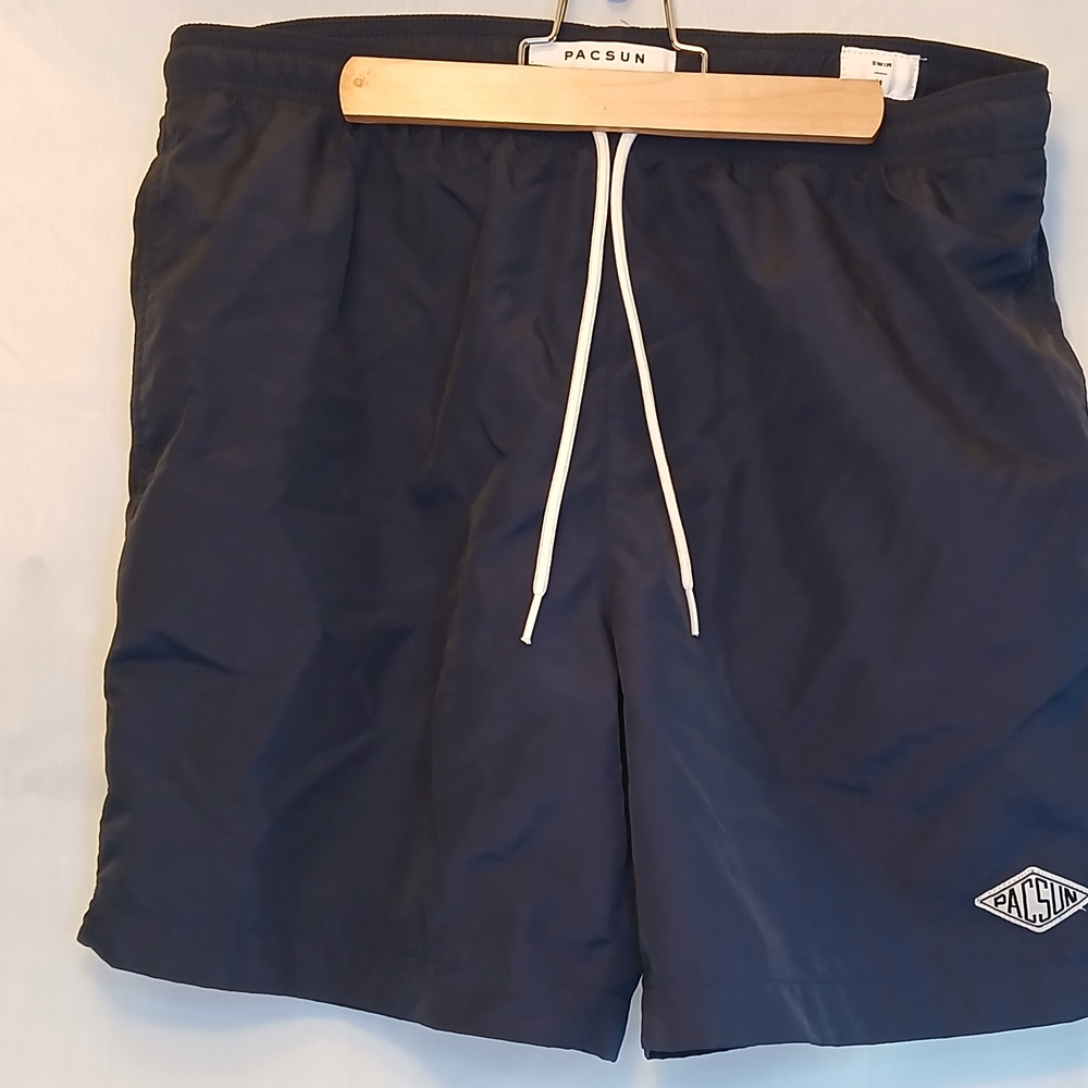 PacSun Dark Blue Swim Shorts with White Accent